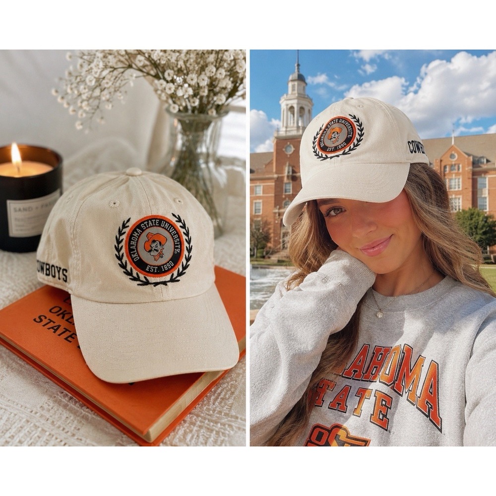 Oklahoma State University OSU Cowboys Ladies Cream Embroidered Dad Hat Cap Cute!